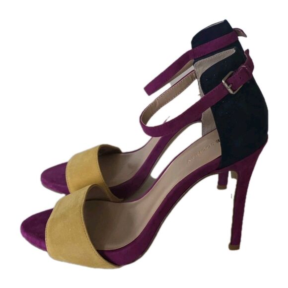 Sole Society Sheila Navy Purple Ankle Strap Stiletto Heels Color Block Size 8.5 - Picture 4 of 16